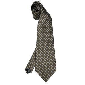 Arrow Mens 100% Imported Silk Tie Brown Geometric Pattern‎ Formal Wear Classic